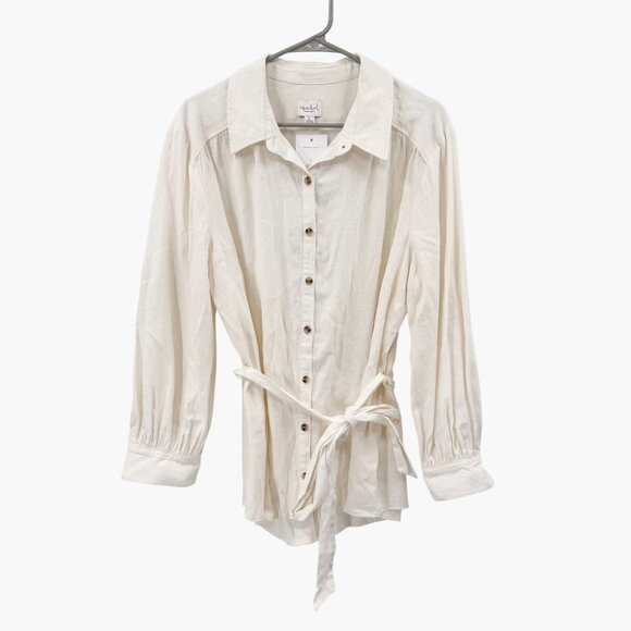 NEW Isabel Maternity Long Sleeve Linen Button-Up Maternity Shirt - Size L - Picture 2 of 10